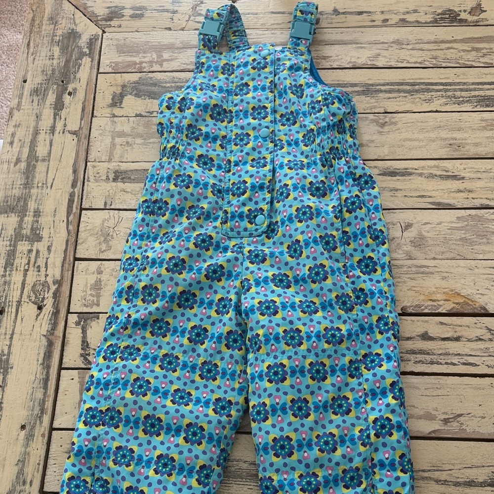 Girls Hannah AndersonBlue Floral Snow Bib Overalls